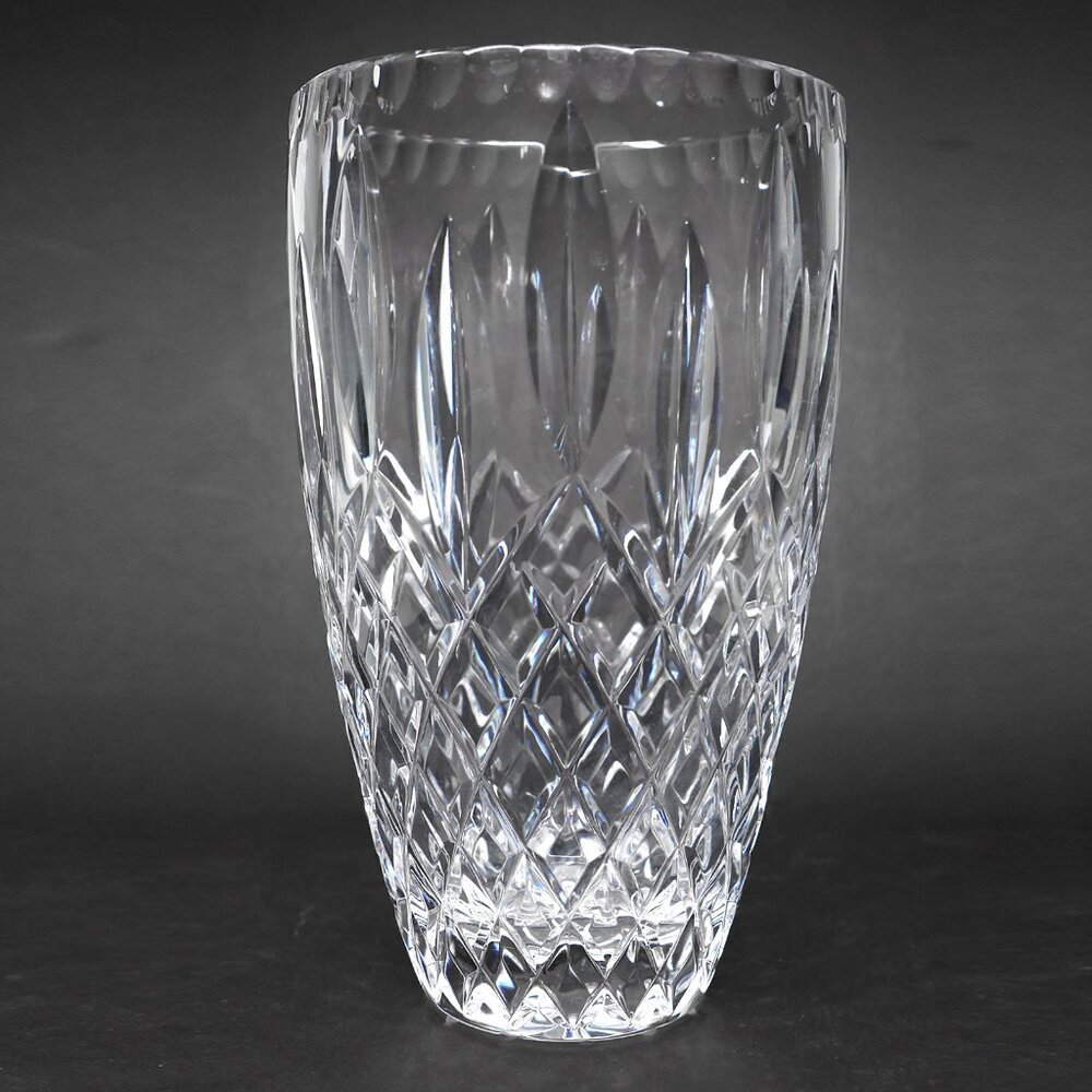 Vintage Lead Crystal Thick Cut Glass Vase Contemporary Retro Decor Collectable